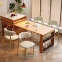 Dining Chairs Set of 2 for Kitchen Dining Table Mid Century Modern Farmhouse Upholstered Leather Dining Room Chairs with Metal Legs, Original Beige, 18 Inch