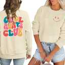 ASTANFY Women Aunt Sweatshirt Cool Aunts Club Crewneck Sweatshirt Auntie Smile Letter Print Pullover Top for Aunt Gift, Small