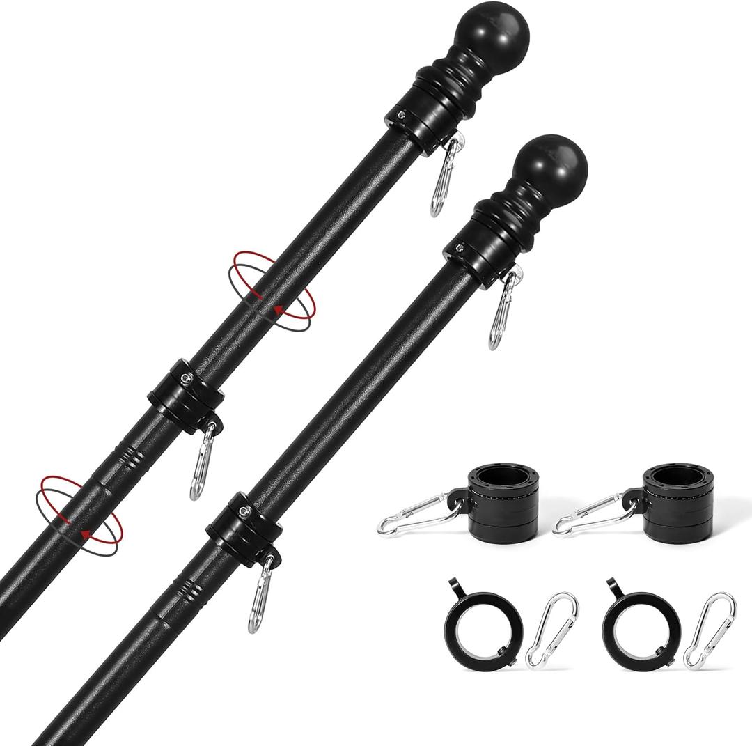 Flag Pole,6FT Flag Pole Kit(2 Packs) for 3' x 5'American Flag, Flag Pole Holder for Outside House,Truck & Boat Use (Without Bracket) (Black)