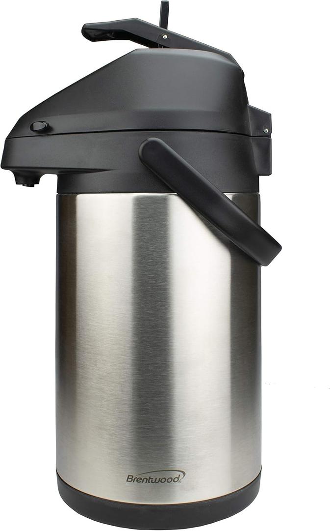 Brentwood 3.5-Liter Airpot Hot & Cold Drink Dispenser, Stainless Steel, Black