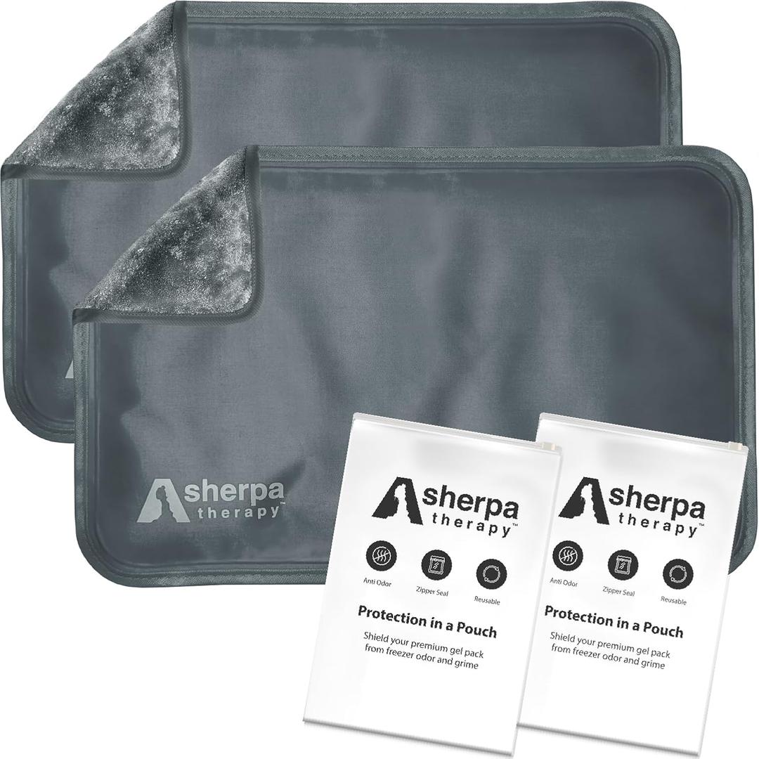 Medium Flexible Gel Ice Packs Reusable - Hot and Cold Soft Ice Packs for Injuries Reusable for Ankle, Arm, Foot, Leg, Back Pain Relief - 8" x 12" - 2PK - Grey