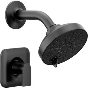 Moen Genta LX Pressure Balancing Eco-Performance Modern Shower Trim with Showerhead and Lever Handle, Posi-Temp Valve Required, Matte Black, T2472EPBL
