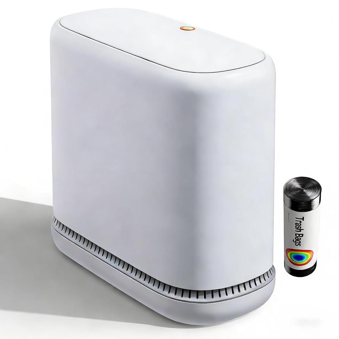 CTIME Small Bathroom Trash Can - Bathroom Garbage Can with Lid and Odor-Lock Seal | Waterproof - OneTouch Press for RV, Kitchen, Office (3 Gal)