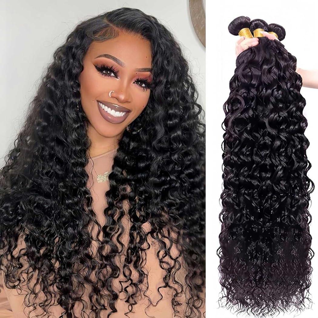 12A Human Hair Bundles Water Wave 22 24 26 Inch Curly Bundles Human Hair Brazilian Virgin 100% Unprocessed Hair for Black Women