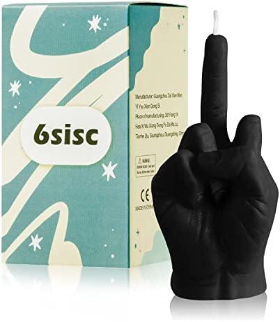 6sisc Middle Finger Scented Candle Black Danish Pastel Room Decor Aesthetic Pine Fragrance Natural Vegan Soy Wax Aromatherapy Candles Hand Gesture Candle for Home Bedroom Decoration Birthday Gift