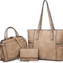 Purses and Handbags for Women Tote Bag Shoulder Bag Top Handle Satchel Purse Set with Wallet Large Work Tote 3pcs (Beige)
