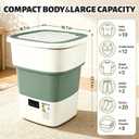 Portable Washing Machine, 52L Large Capacity Foldable Mini Washer with Spin Basket, Adjustable Wash 2–10 Min & Spin 1–6 Min Timer, for Apartment, RV, Camping, Dorm, Travel (Green)