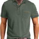 Men's Casual Polo Shirts Short Sleeve Summer Shirts Classic Collared Golf Shirt (Large, Pale Green)