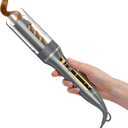 ZAVAREA Automatic Rotating Curling Iron for Long Hair - 1 Inch Curling Wand for Beach Waves & Loose Curls, Easy Hair Curler for Beginners, Anti-Scald & Frizz-Free, Dual Voltage for Travel, Gray