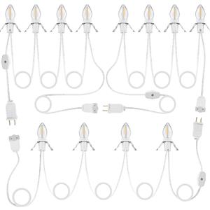 Meonum 3 Pack Accessory Cord with 4 LED Bulbs, End to End Connected Blow Mold Light Cord, 9.8 Feet Lamp Kit with On/Off Switch Plugs for Ceramic, Craft Halloween Christmas Village Decor
