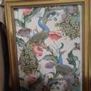 Vintage Golden Framed Canvas Wall Art Peacock, Classic Vine With Poppies Floral Canvas Print Wall Decor, Bird Art Print Wall Hanging 12x16 inch, for Bedroom Bathroom Living Room Decor