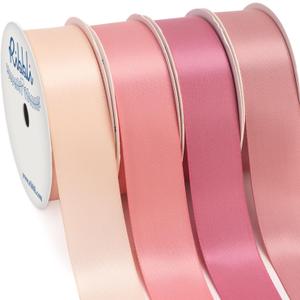 Ribbli Dusty Rose Satin Ribbon 1 Inch x 4 Rolls Total 40 Yards, Double Faced Ribbon for Flower Bouquets, Gift Wrapping, Wedding Decoration, Bow Crafts - Pink/Rose Gold/Rosy Mauve/Mauve
