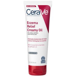 CeraVe Eczema Relief Creamy Body Oil, Eczema Calming Cream With Colloidal Oatmeal & Safflower Oil For Dry Skin & Itchy Skin Relief, Steroid Free & Paraben Free, 8 Ounce