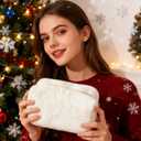 Makeup Bag Small Cosmetic Bags for Purse Women Girls Plush Simple Make Up Pouch