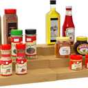 Spice Rack Organizer for Cabinet, 3 Tier Expandable Bamboo Spice Storage, Great for Kitchen Cabinet, Cupboard,Pantry and More