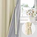 XWZO 100% Blackout Curtain Panels - Thermal Insulated Black Liner Curtains, Noise Reducing and Heat Blocking Drapes for Hall and Studio Windows with Tiebacks, Beige, W70 x L84, Set of 2
