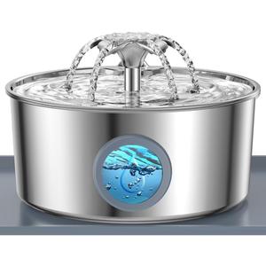 Stainless Steel Cat Water Fountain with Silicone Mat & 2 Filters, 108oz/3.2L Automatic Pet Water Dispenser for Cats Dogs, Quiet Indoor Metal Drinking Bowl, Dog Fountains, Waterer