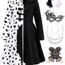 Mecamelon Girls Vintage Halloween Costume Dress Up Dalmatian Print Outfit, 7Years