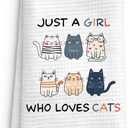 Just a Girl Who Loves Cats Kitchen Towels, Cat Hand Towels Dish Towels for Cat Lover Lady Mom Gifts Kitchen Bathroom Decor, Pet Gifts for Kitten Lovers Women Girls, 16x24 Inch