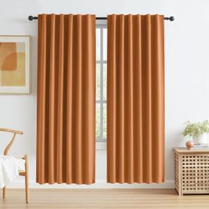 KEQIAOSUOCAI Brown Linen Textured Blackout Curtains 120 Inches Long for Living Room, Light Blocking Canvas Look Curtain Drapes Chocolate Brown 50 by 120 Inch Length 2 Panels Back Tab Rod Pocket 