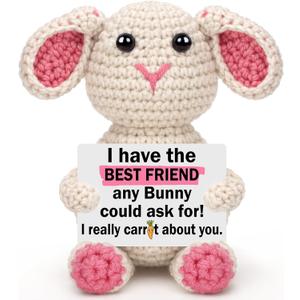 2 x BuiltFit Friendship Friend Gifts for Women - Gifts for Best Friends Women | Handmade Crochet Bunny Rabbit Birthday Gifts for Bestie BFF Women Girls College Long Distance Friendship Friendsgiving