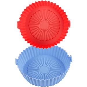 2 Pack Air Fryer Silicone Liners Basket Round, Apply to 1-3.5 QT Airfryer, Air Fryer Silicone Pot Bowl, Reusable Baking Tray Cooking Oven Accessories (Top 6.5in / Bottom 5.5in)