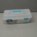 ArtBin 6937AG Essentials Lift-Out Tray Box, Portable Art & Craft Organizer with Handle and Tray, Clear/Aqua (Aqua Mist Latches)