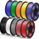 ANYCUBIC PLA Plus (PLA+), 3D Printer Filament 1.75mm Bundle, High Toughness, 1KG Spool, Black, White, Texture Grey, Pink, Red, Blue, Green, Orange, Yellow, Purple, 10KG in Total