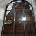 Arched Window Wall Mirror, 30"x20" Windowpane Mirror, Black