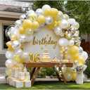 Yellow Balloon Arch Kit, Double Stuffed Pearl White Pastel Light Yellow Balloons with Bow Clear Balloon Arch Kit for Birthday Wedding Bridal Bee Baby Shower Sunflower Lemon Party Decor