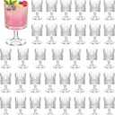 48 Pcs Mini Acrylic Goblet Glasses Set, 7 oz Small Plastic Water Goblets Vintage Unbreakable Clear Wine Cups Bulk Cocktail Glasses for Wedding Dining Birthday Guest Gift