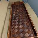 38" Extra Large Handwoven Decorative Tray with Handles | Handwoven Tray with a Sturdy Wood Base, Ideal for Dining Table Centerpieces, Console Tables and Stylish Home Decor