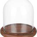 BENECREAT 5.5x5inch Eternal Transparent Flower Glass Cover, Cloche Dome Micro Landscape with Solid Wood Base for DIY Flower Craft, Wedding Decorations