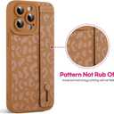 OOK Compatible with iPhone 14 Pro Max Brown Leopard Case with Wrist Strap, Leopard Cheetah TPU Shockproof Protection Slim Silicone Cover with Camera Lens Protection for Women Girls, for 6.7inch