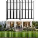 8 Panels No Dig Decorative Garden Fence, 48in(H)17.6ft(L) Heavy-Duty Rustproof Metal Panels, Outdoor Dog Barrier for Yard & Patio, Landscape, Border| Portable Temporary Fencing