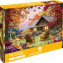 Sutinban Fall Cottage 500 Pieces Puzzle for Adults, Thanksgiving Colorful Autumn Nature Jisgaw with Plant Pumpkin, Challenging Puzzle for Home Decor & Gift