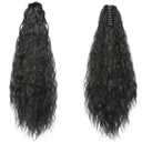 22" Claw Clip Ponytail Extension for Women Black Color Long Wavy Pony Tails Hair Extensions Fluffy Natural Looking Synthetic Clip in Ponytail Hairpiece for Daily Use