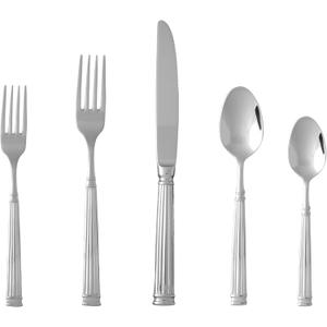 FORTESSA Doria 18/10 Stainless Steel Flatware, 5 Piece Place Setting With Table Knife, Forks and Spoons (Service For 1), Dishwasher Safe, Polished