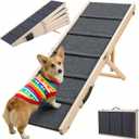 Dog Ramp for Bed & Couch - Extra 51.2" Long Adjustable Height 9.5" to 24" Wooden Non-Slip Pet Ramp, Portable Foldable Doggie Car Ramp for Small Medium Large Dogs, 200 LBS Load