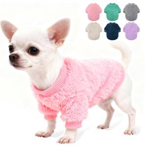 Dog Sweaters for Small Dogs, Winter Fleece Puppy Sweaters for Teacup Yorkie Chihuahua Clothes, Cute Pink XXS Dog Sweater Warm Soft Pet Outfit Apparel
