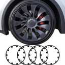 Wheel Rim Protector for Tesla Model Y Performance 21 Inch berturbine Wheels All-in-one Car Tire Trim Rings Rim Case Hubcaps Wheel Cover 2020-2024 Model Y Accessories (Matte Black, 21'' Model Y-Pack of 4)
