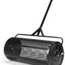 Compost and Peat Moss Spreader w/ 2 in 1 ATV & T Shaped Handle, 16”WX36”L, Lawn and Garden Peat Moss Roller w/Laser Cutting Wire Mesh Baskets for Spreading Manure, Topsoil (16”WX36”L)