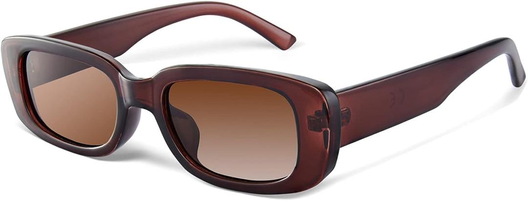 JASPIN Rectangle Sunglasses for Women Men Trendy Y2k Retro 90s Sun Glasses UV Protection Cool Square Frame (Brown)
