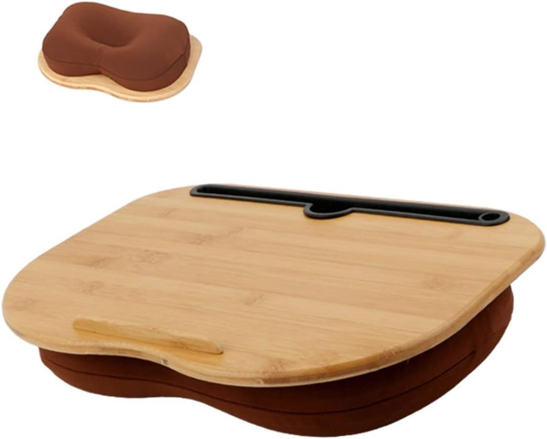 SUMISKY Lap Desk-Portable Laptop Table with Cushion Bamboo Platform Phone Holder S(15"x11")