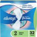 Always Infinity Feminine Pads for Women, Size 2 Heavy Flow Absorbency, with Flexfoam, with Wings, Unscented, 32 Count