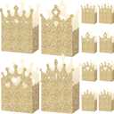 Outus 20 Pieces Princess Crown Boxes Glitter Princess Boxes Crown Candy Box Gold Party Favor Wedding Birthday Baby Shower Supplies
