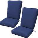 2 Pack Adirondack Chair Cushions, Waterproof & UV-Resistant Outdoor Rocking Chair Cushion Set, Removable Seat Pads with 4 Ties for High Back Dining or Patio Chairs, Navy Blue