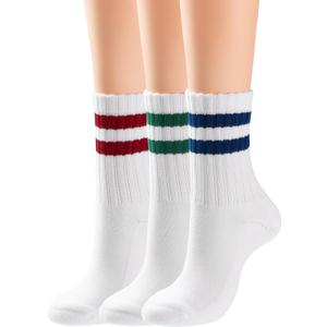 BomKinta Womens Striped Crew Socks - Retro Above Ankle Cotton Sock - Casual Cozy Athletic Style Socks Gifts Size 5-10
