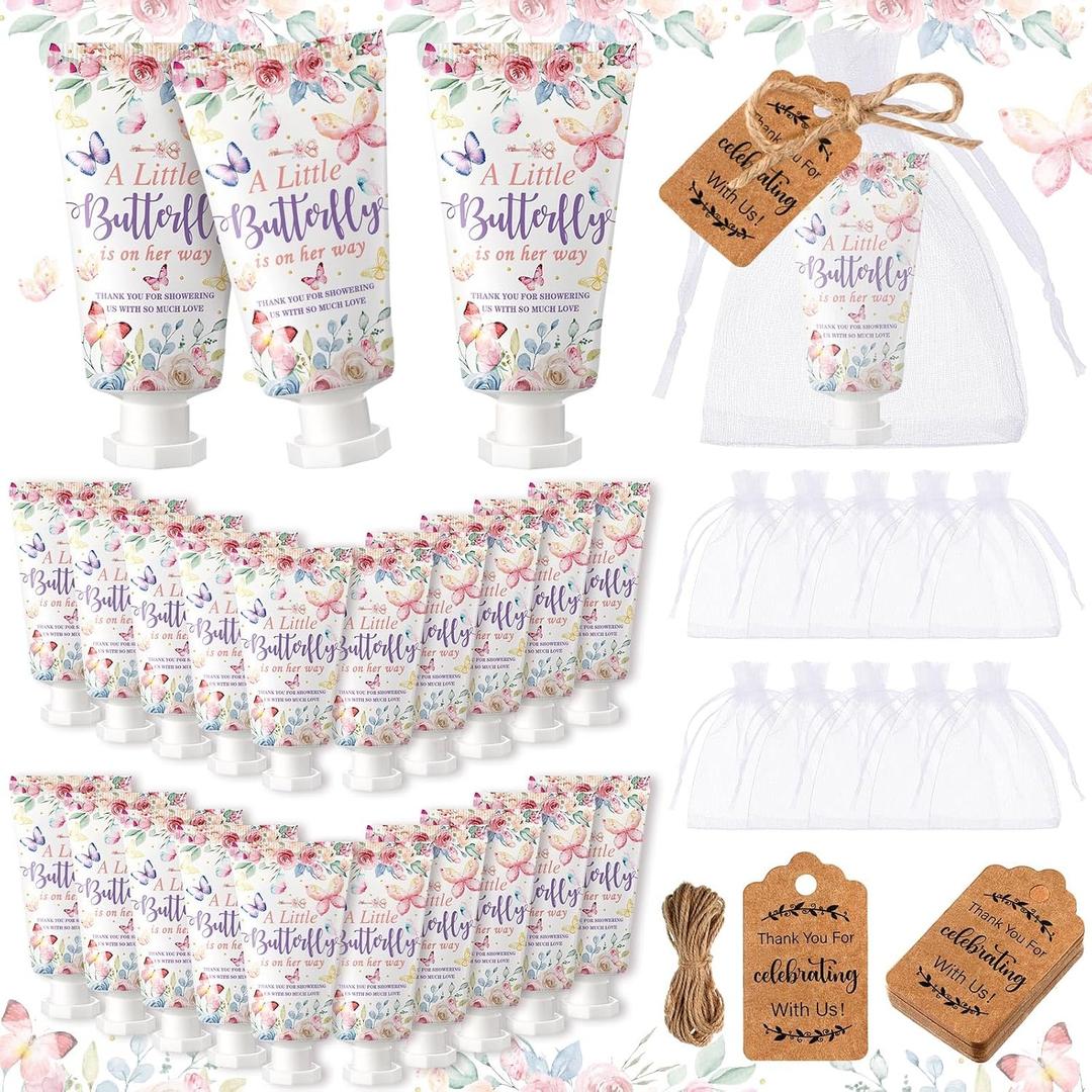 48 Sets Baby Shower Hand Cream Baby Shower Party Favors for Guests Christmas Hand Cream Gift Bulk Travel Size Hand Lotion Hand Cream Set for Wedding Baby Shower Christmas(Butterfly)