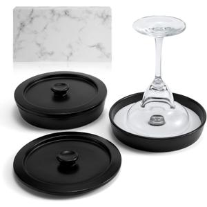Margarita Salt Rimmer Set of 2 with Lids (Made of Ceramic) Home Bar Accessories Margarita Gift Bartender Kit, Salt Sugar Tajin Glass Rimmer for Cocktails, Black